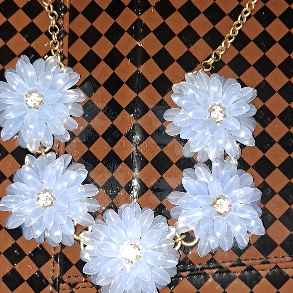 J. Crew Flower Statement Necklace Periwinkle Blue… - image 1